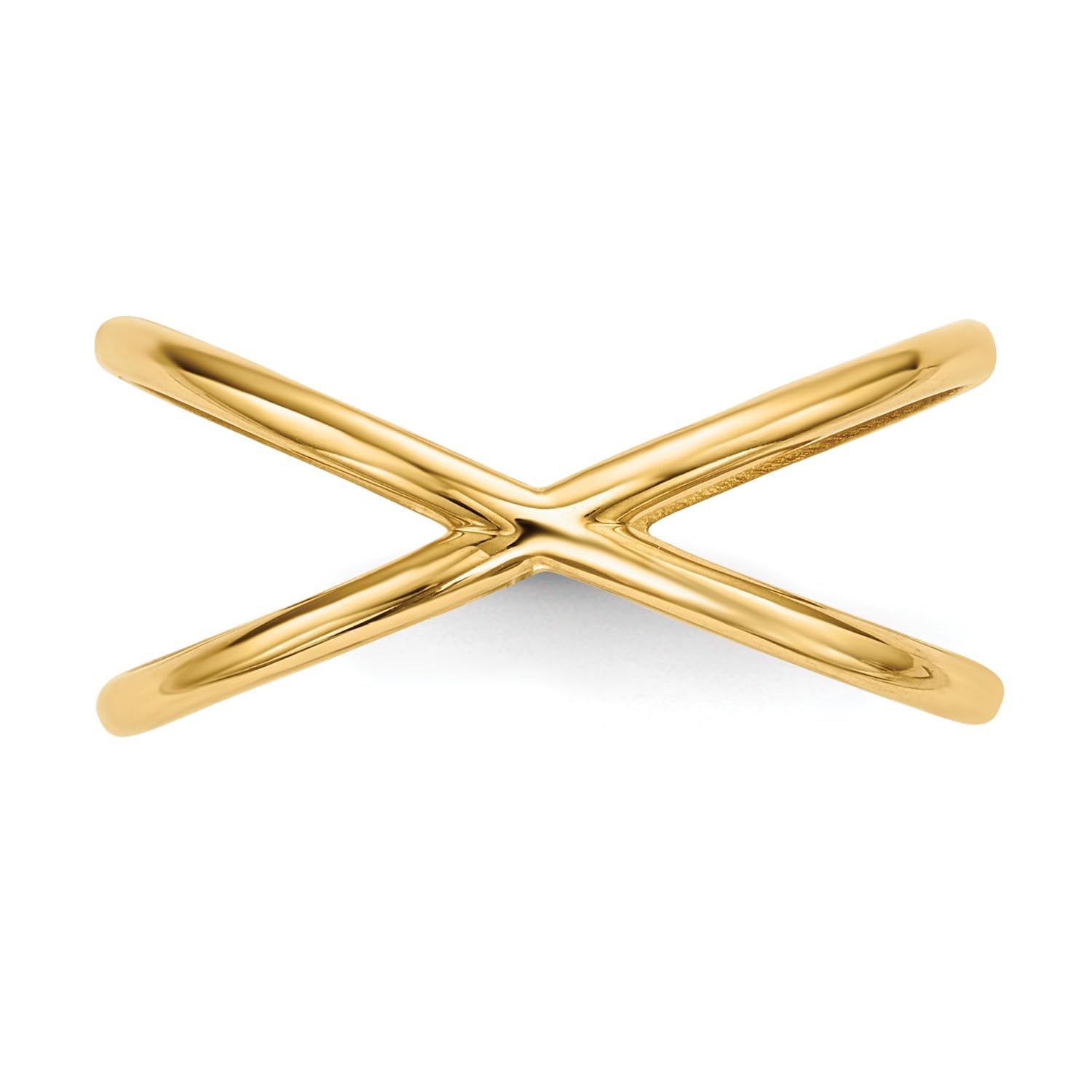 14k Yellow Gold High Polish Criss-Cross X Ring, Size 7