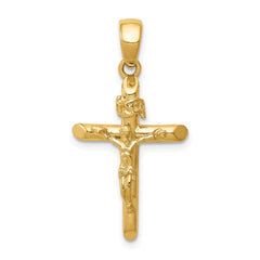 14K Yellow Gold Polished Crucifix Cross Pendant, 28x16mm