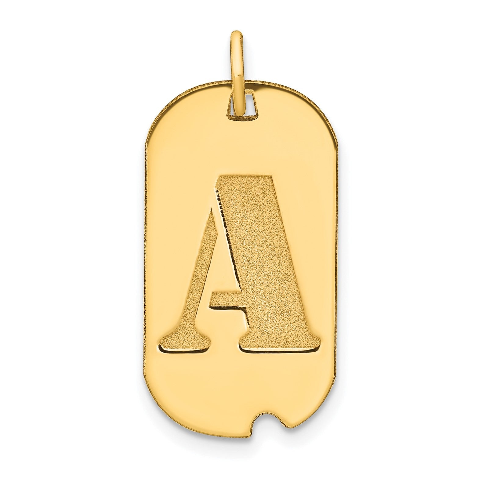 14k Yellow Gold High Polished Letter Initial Dog Tag Pendant,24x14mm