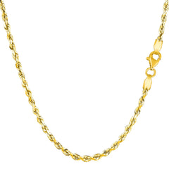 10k Yellow Real Solid Gold Diamond Cut Rope Chain Necklace, 2.5mm, 24