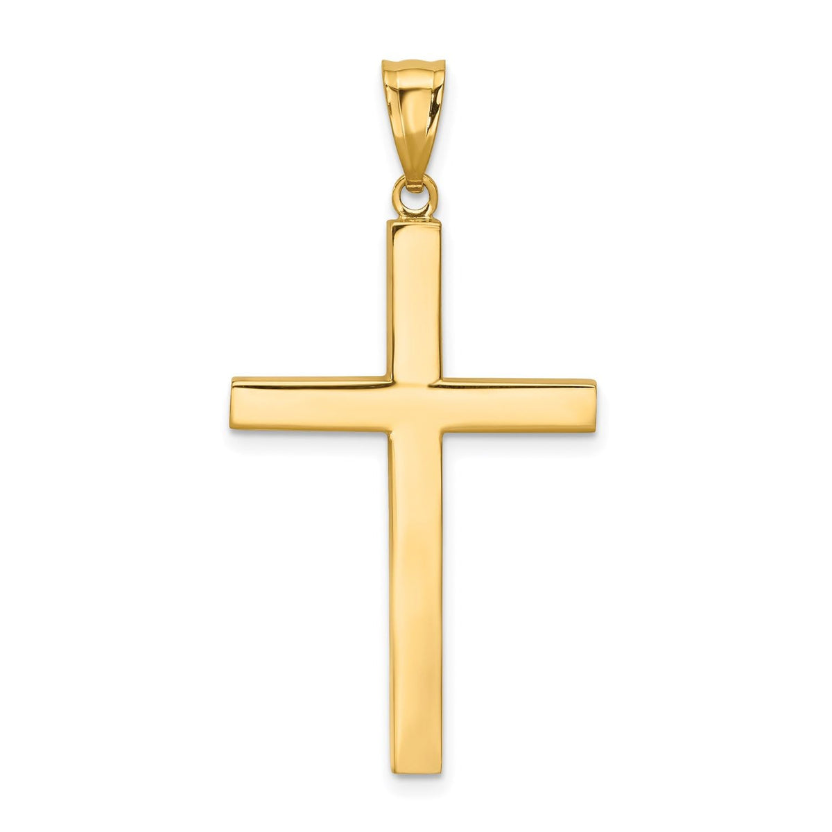 14K Yellow Gold Square Latin Cross Pendant, 40x20mm