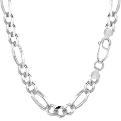 Sterling Silver Rhodium Plated Figaro Chain Bracelet, 8.5