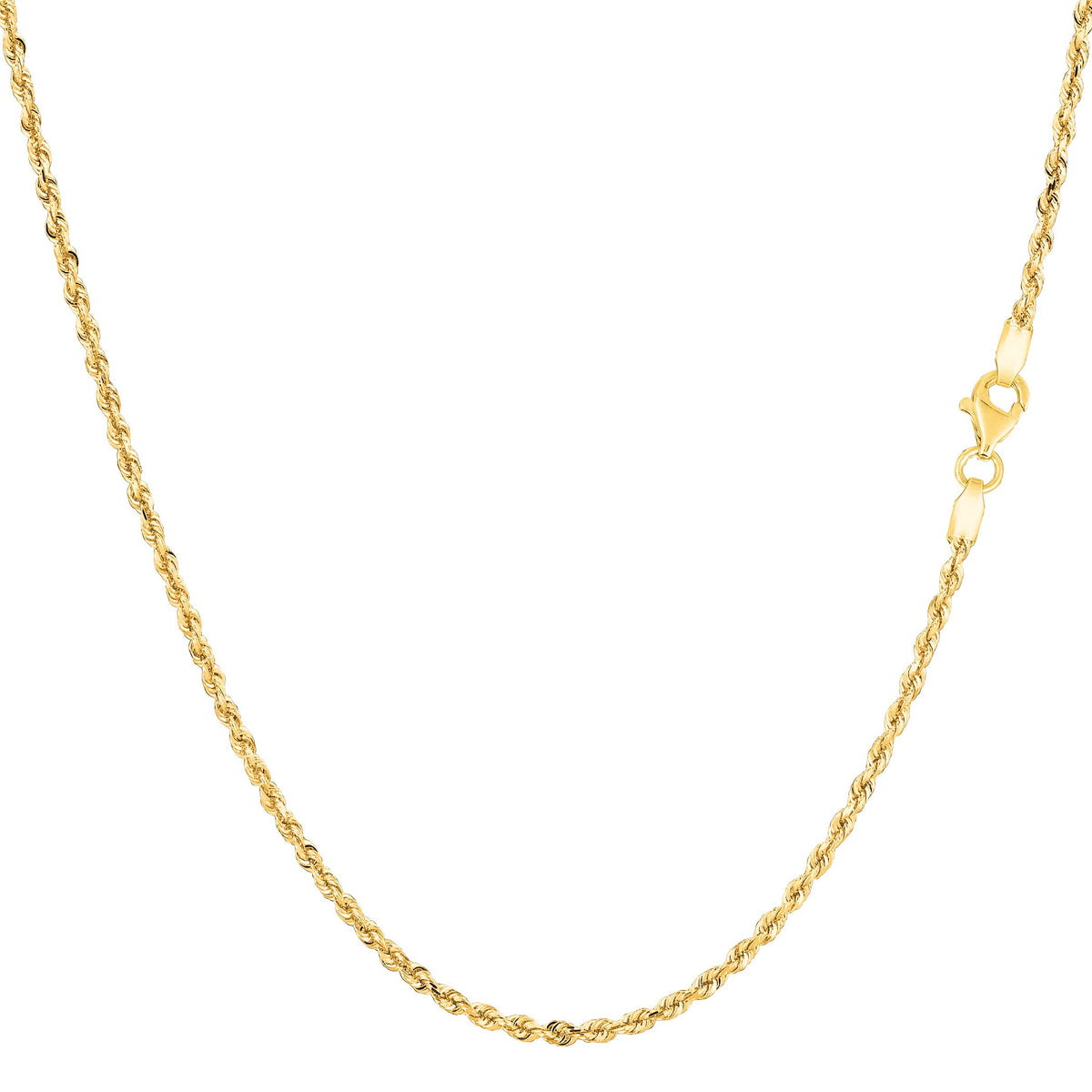 10k Yellow Real Solid Gold Diamond Cut Rope Chain Necklace, 1.25mm, 20