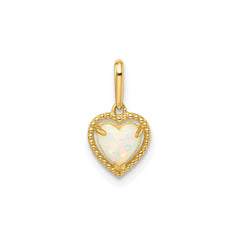 14k Yellow Gold Lab Created Opal Heart Pendant