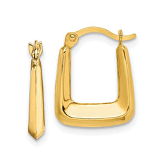 10K Yellow Gold Hollow Squared Hoop Earrings, 15x12mm