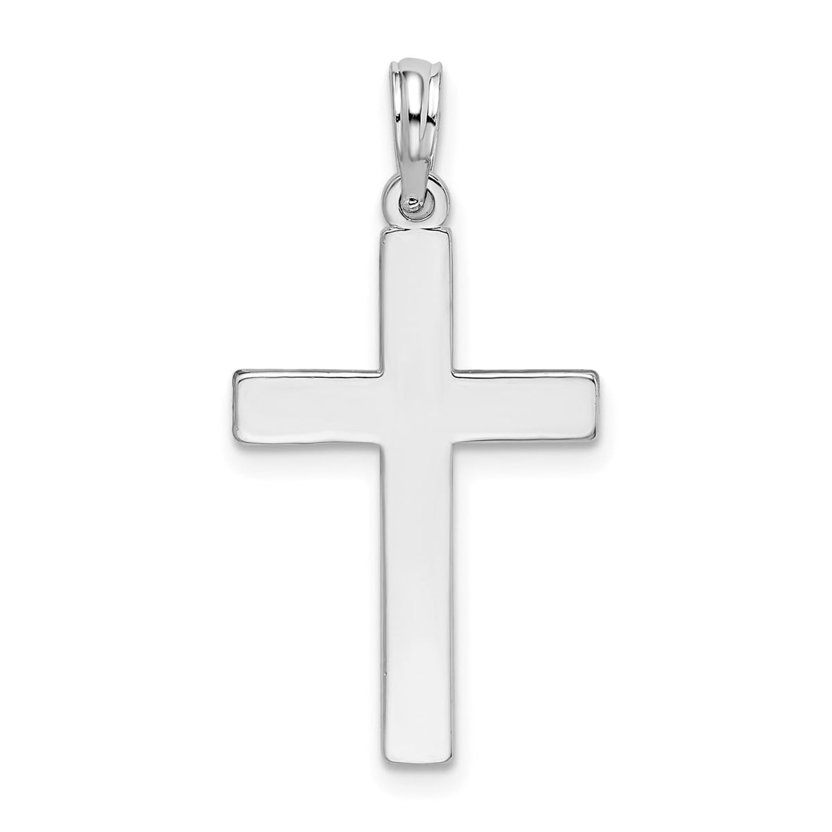 Sterling Silver Rhodium Plated Latin Cross Pendant, 24 x 16mm