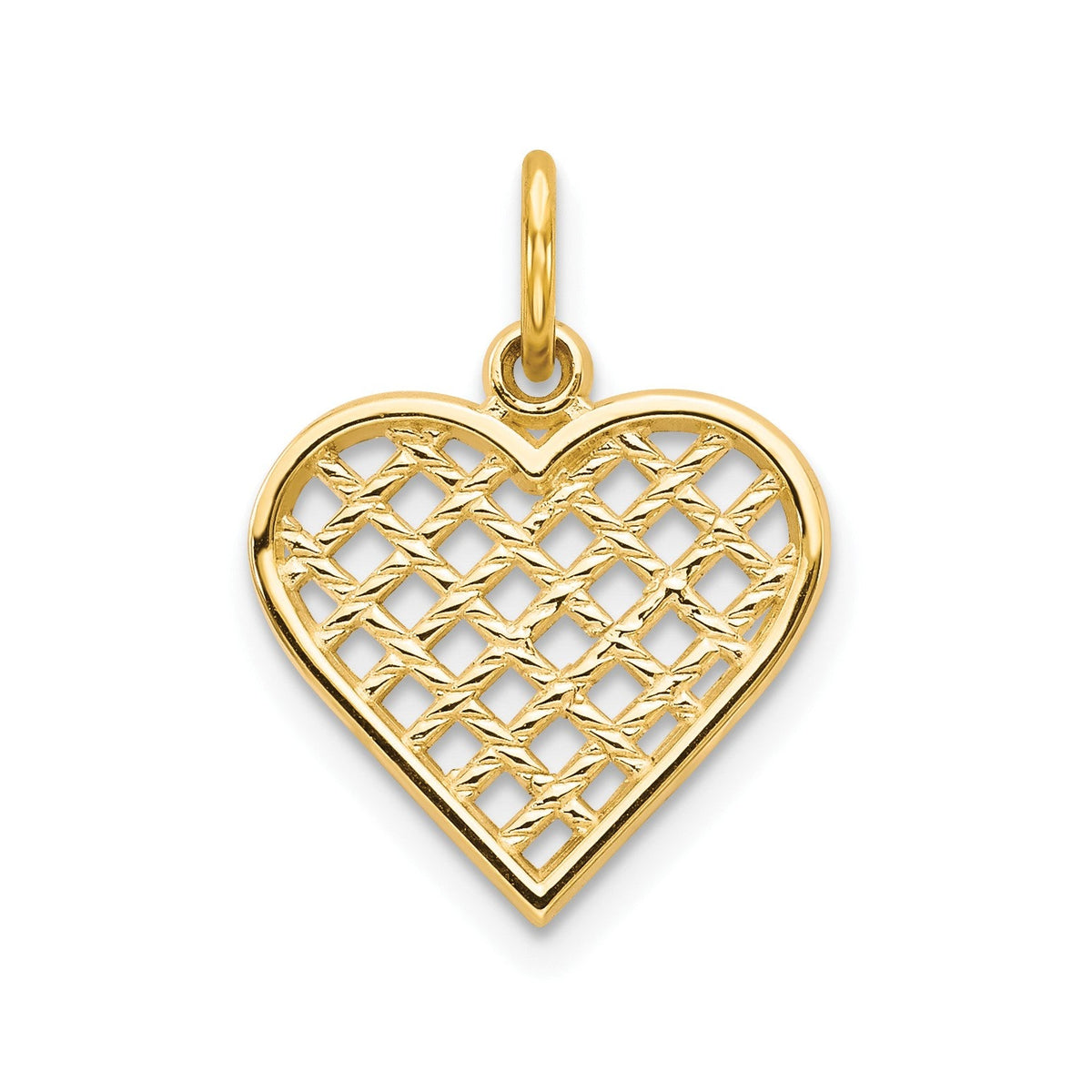 10k Yellow Gold Cross Design Heart Pendant, 20mm x 12mm