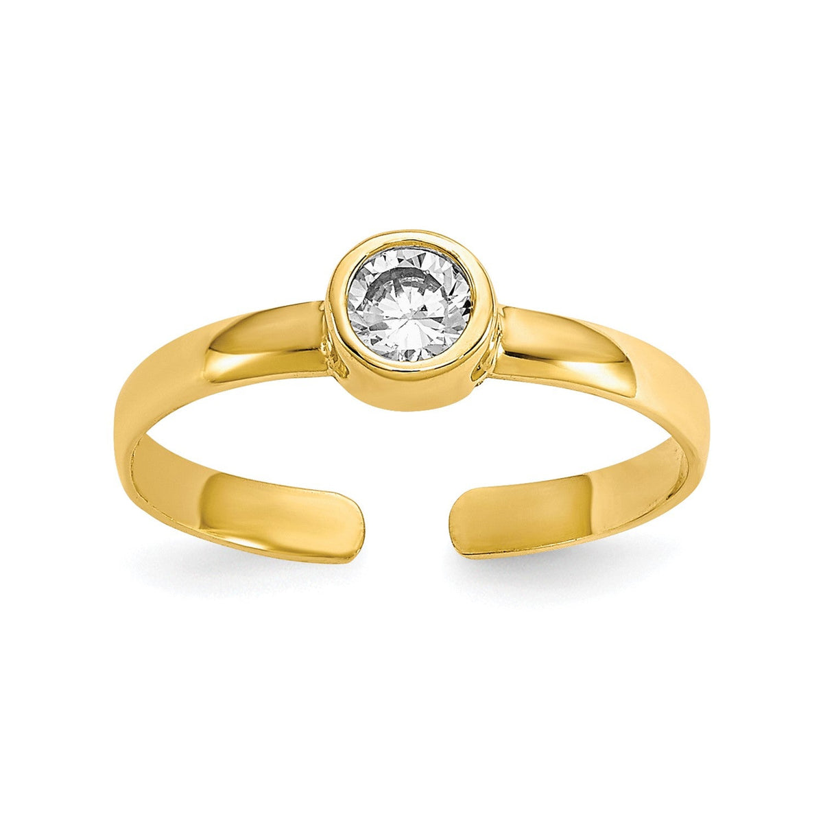 10K Yellow Real Solid Gold CZ Stone Toe Ring