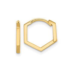 14K Yellow Gold High Polished Geometric Hoop Earrings, 13mm