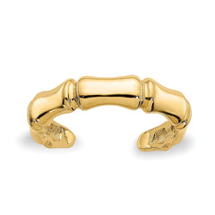 14k Real Yellow Gold Bamboo Style Toe Summer Ring