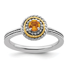 Sterling Silver and 14k Yellow Gold Stackable Expressions Sterling Silver Birthstone Ring (Citrine, 8)