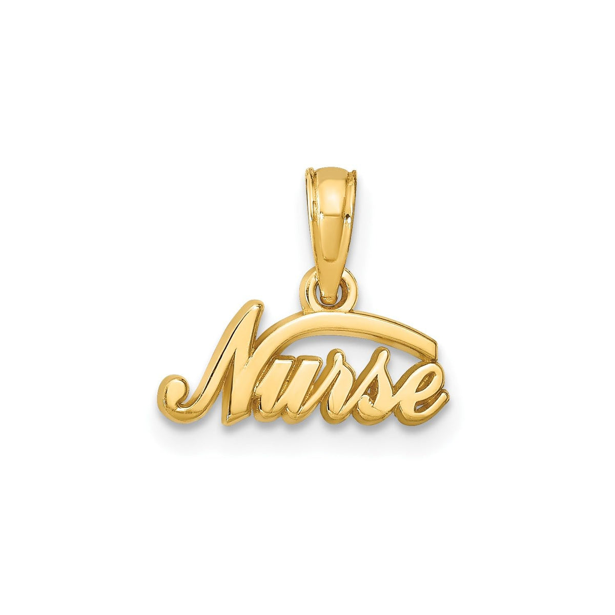 14k Yellow Gold Registered Nurse Pendant, 12x 2mm