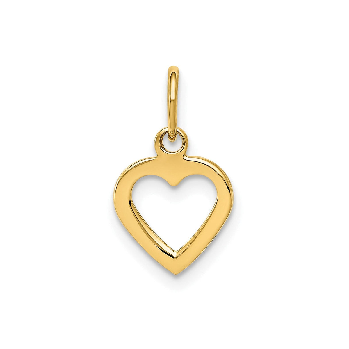 14K Yellow Gold Open Heart Pendant, 15x8mm