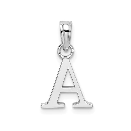 14K White Gold Block Font Letter Initial Pendant, 12x13mm