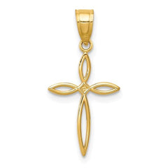 Jewelry Affairs 14K Yellow Gold Cross Pendant, Passion Design, 24x12mm