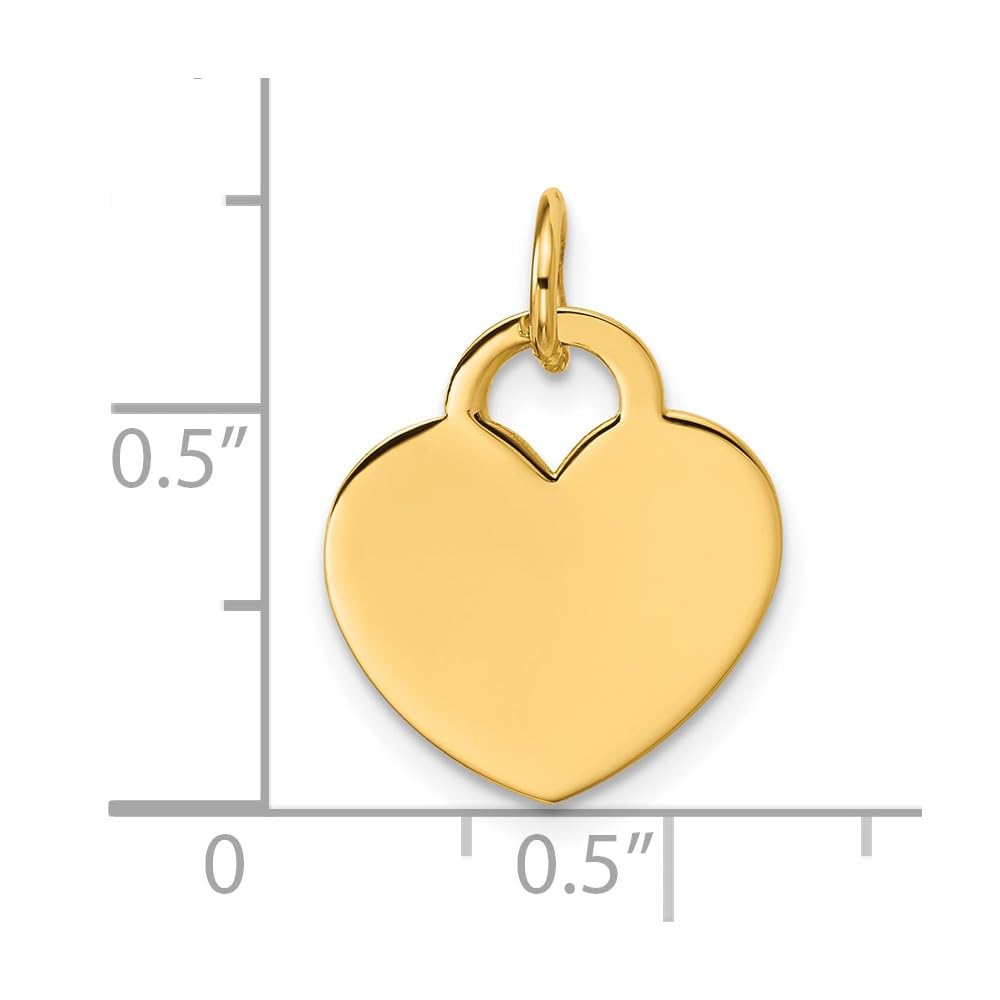 Jewelry Affairs 14K Yellow Gold Heart Pendant, Polished Disc Charm, 21x15mm