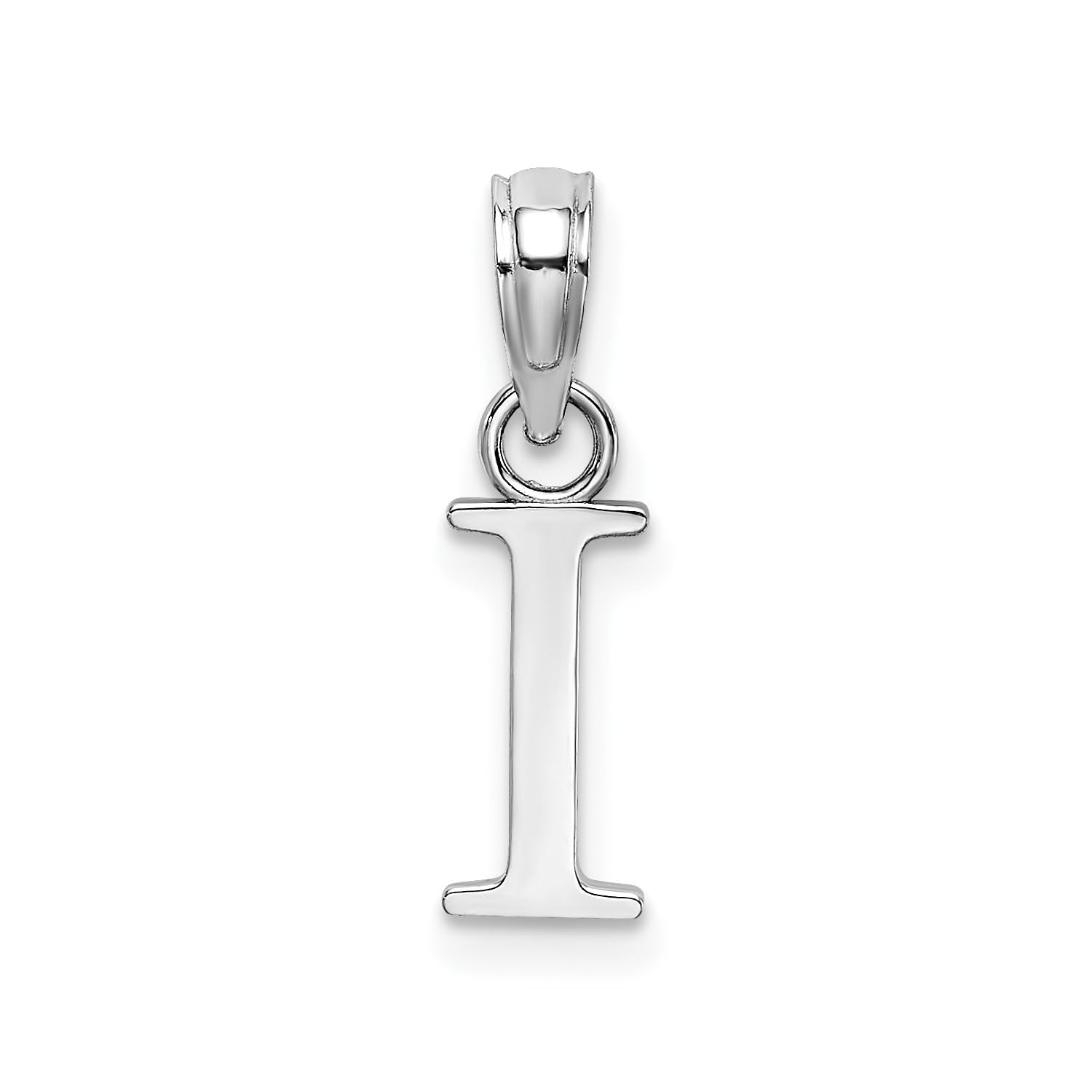 14K White Gold Block Font Letter Initial Pendant, 12x13mm