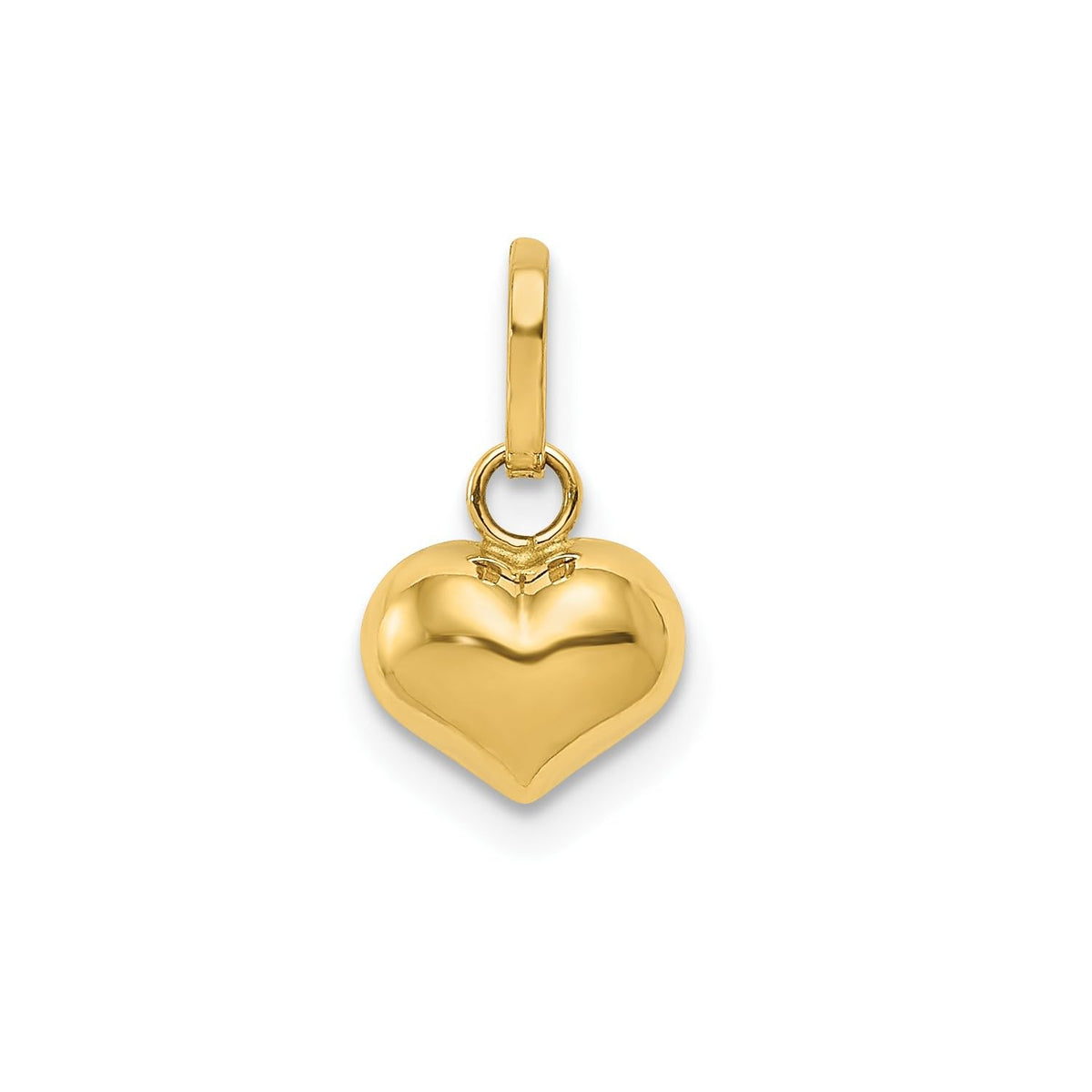 Jewelry Affairs 14K Yellow Gold 3-D Puffed Heart Charm Pendant, 12x7mm