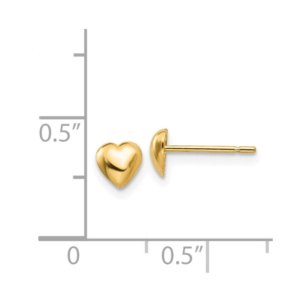 14K Yellow Gold Heart Design Post Stud Earrings, 5x5mm