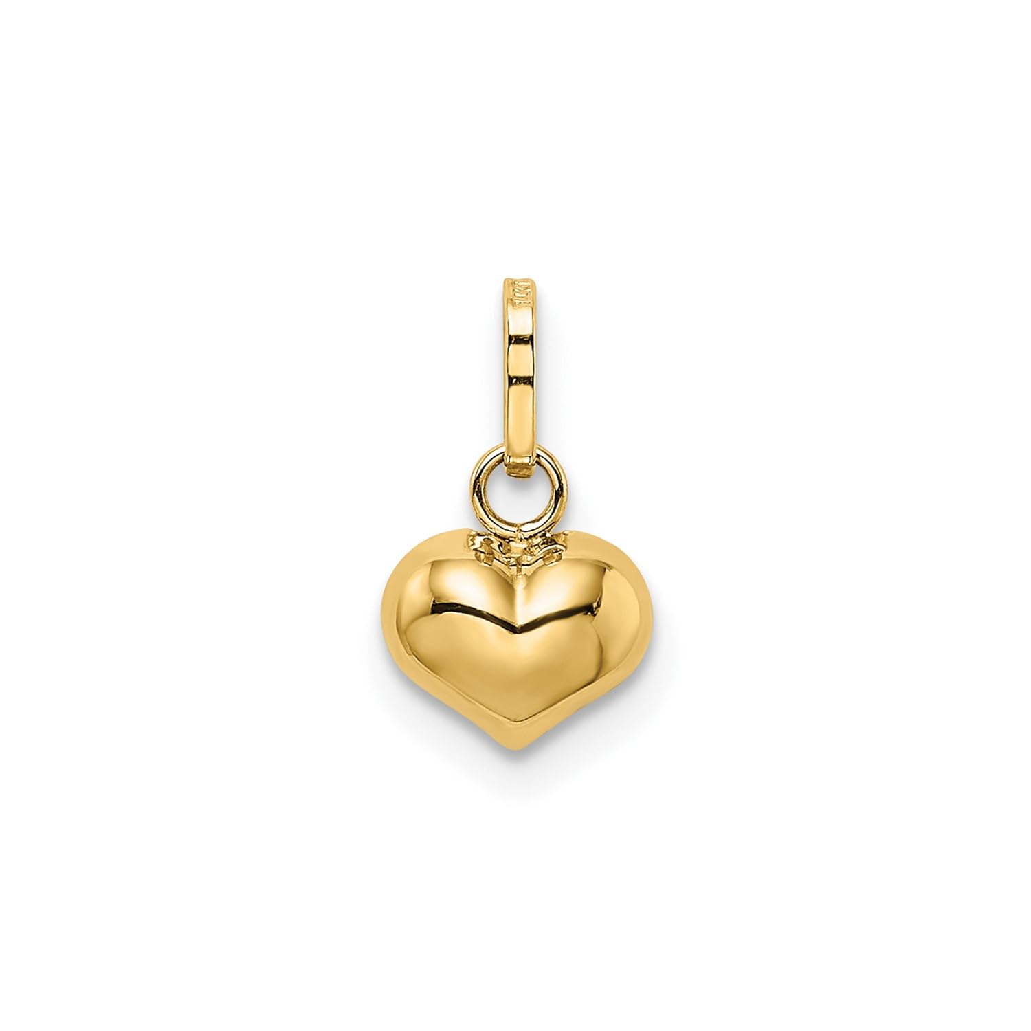 Jewelry Affairs 14K Yellow Gold 3-D Puffed Heart Charm Pendant, 12x7mm