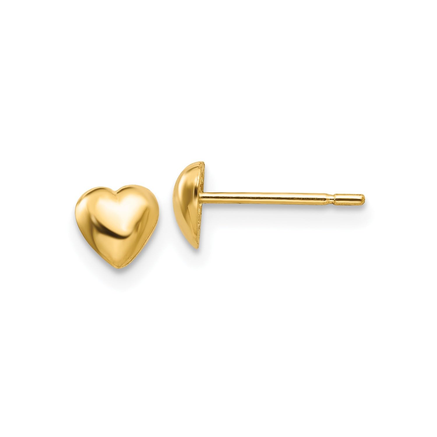 14K Yellow Gold Heart Design Post Stud Earrings, 5x5mm