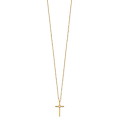 Jewelry Affairs 14k Yellow Gold Diamond Cross Pendant Necklace, 15 Inch Chain, 0.01ct