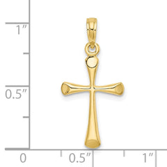 Jewelry Affairs Yellow Gold Cross Pendant, High Polished Beveled Tips, 25x13mm (14k)