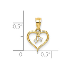 Jewelry Affairs 10K Yellow Gold CZ Heart Pendant Charm, 11x10mm