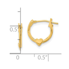 14k Yellow Gold Heart Hoop Earrings, 9mm x 9mm, Small Dainty Design