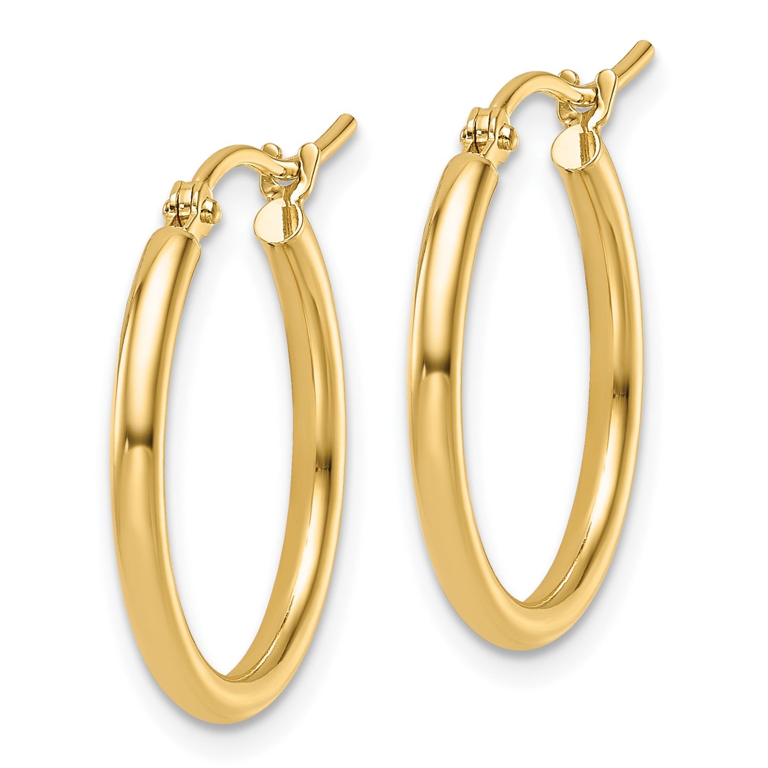 14k Yellow Gold High Polish Hoop Earrings, 2x20mm fine designer jewelry for men and women