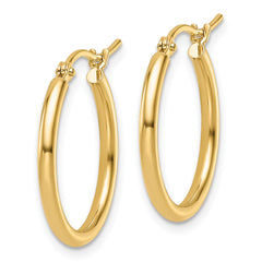 14k Yellow Gold High Polish Hoop Earrings, 2x20mm fine designer jewelry for men and women