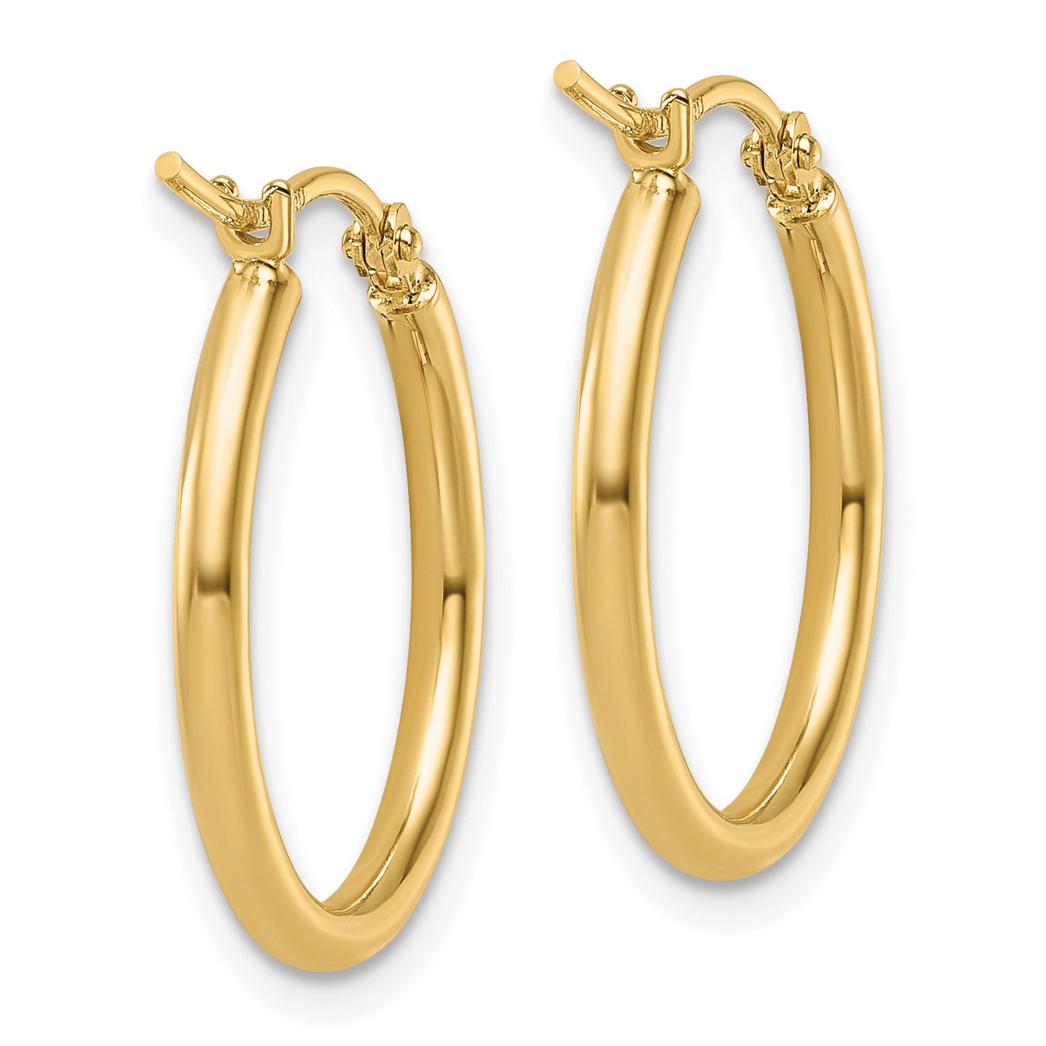 14k Yellow Gold High Polish Hoop Earrings, 2x20mm fine designer jewelry for men and women