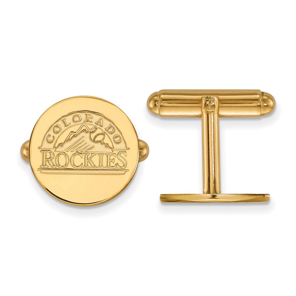 Sterling Silver Gold-plated MLB LogoArt Colorado Rockies Cuff Links fine designer jewelry for men and women