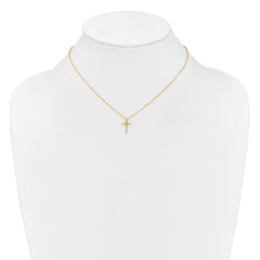 Jewelry Affairs 14k Yellow Gold Diamond Cross Pendant Necklace, 15 Inch Chain, 0.01ct