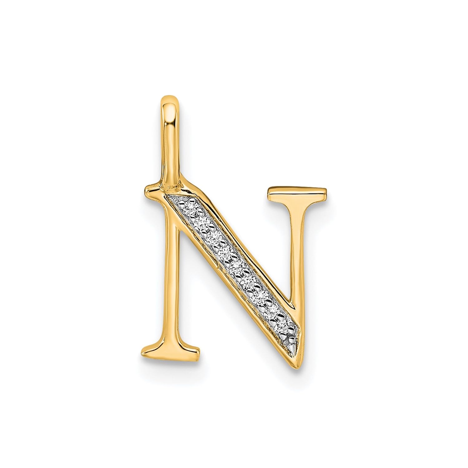 14K Yellow Gold Initial Monogram Letter Diamond Pendant