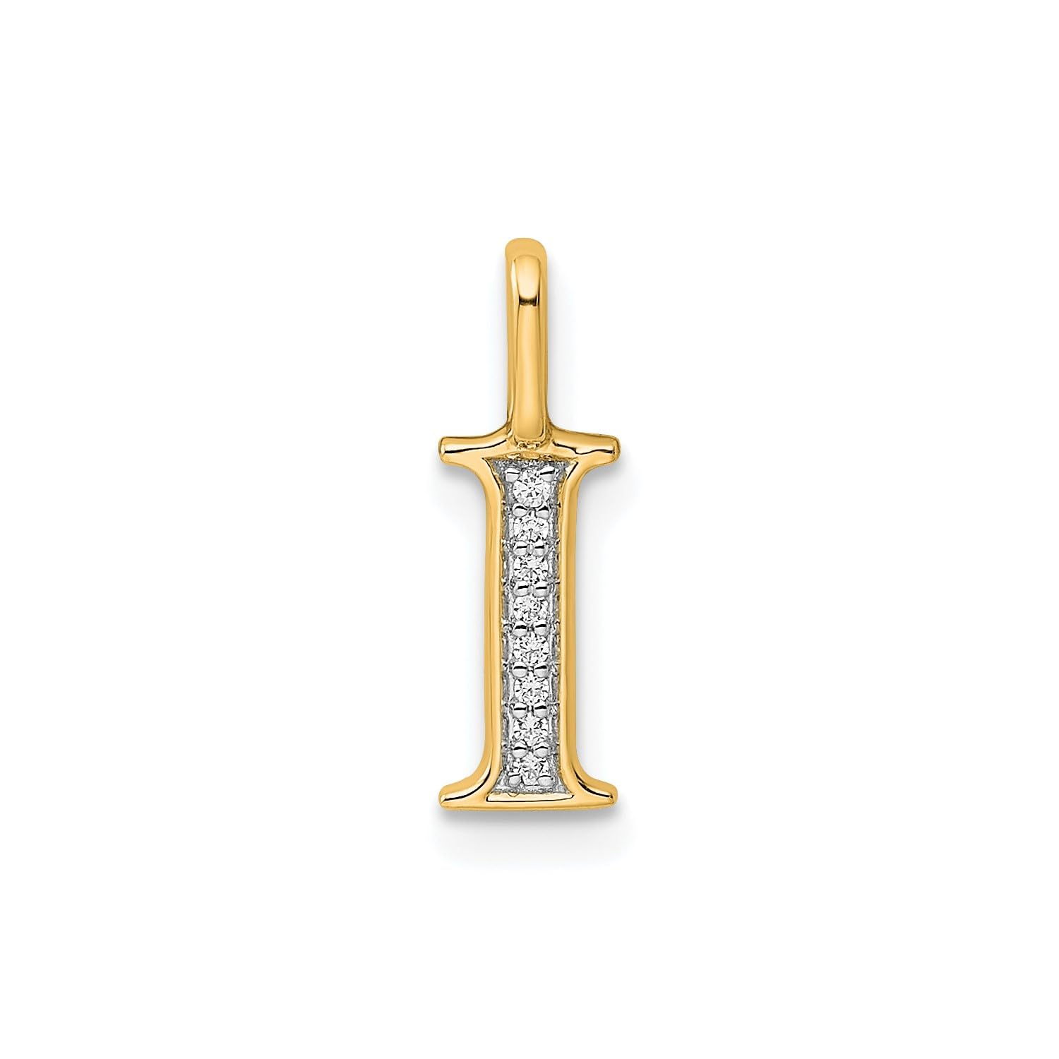 14K Yellow Gold Initial Monogram Letter Diamond Pendant