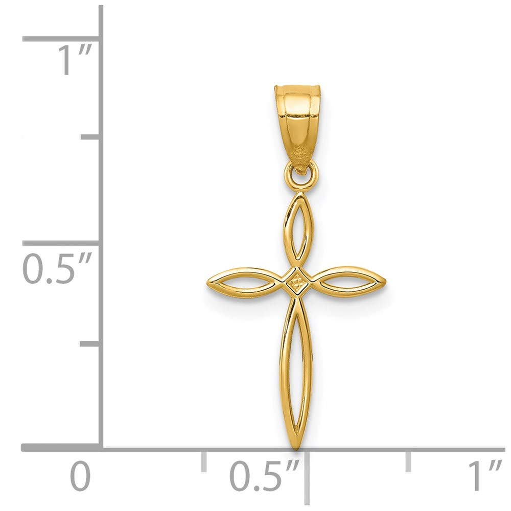 Jewelry Affairs 14K Yellow Gold Cross Pendant, Passion Design, 24x12mm