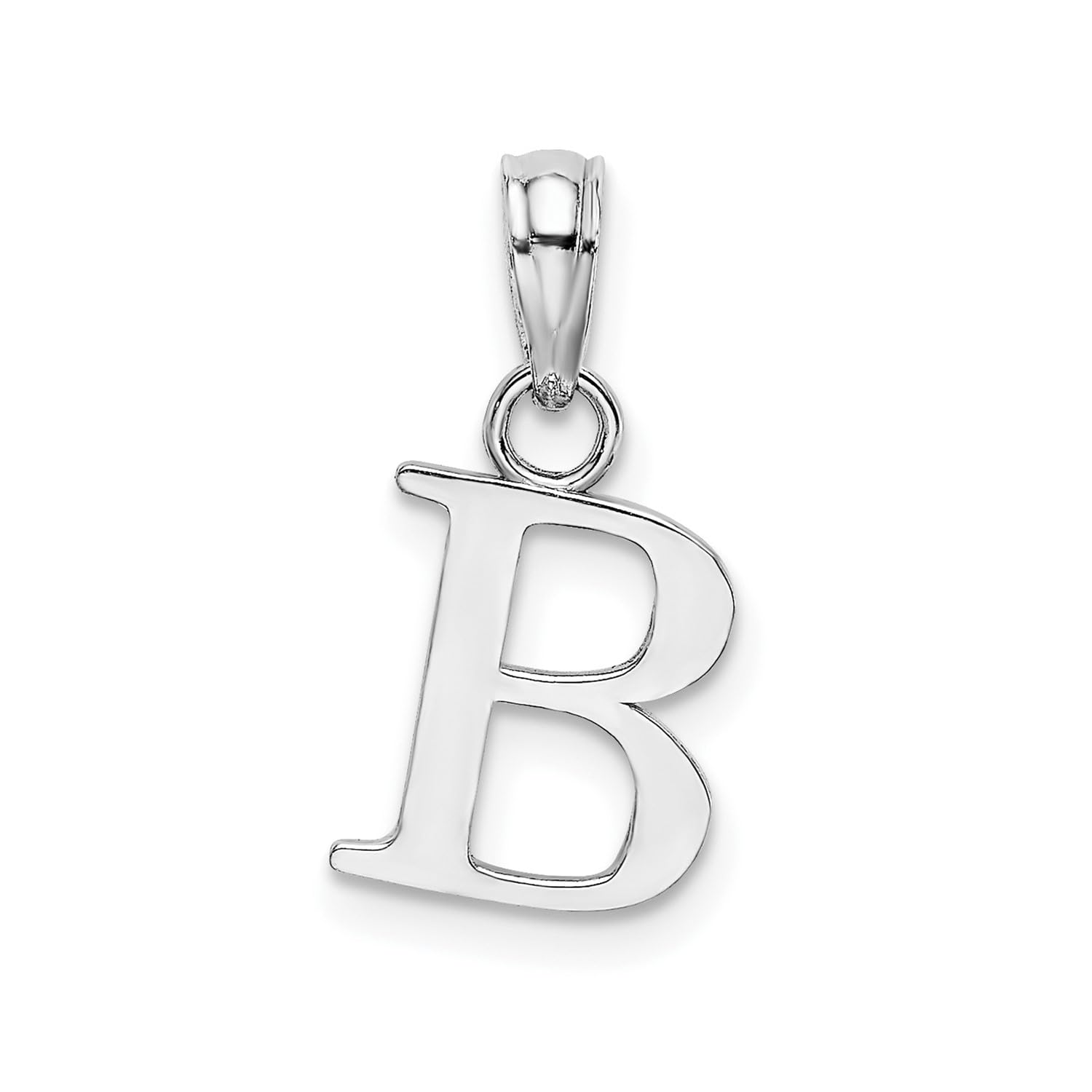 14K White Gold Block Font Letter Initial Pendant, 12x13mm