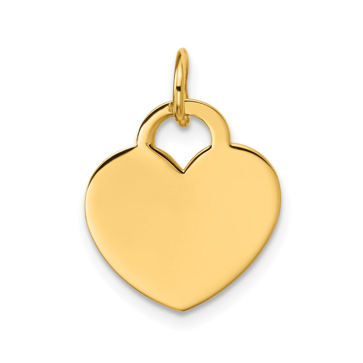 Jewelry Affairs 14K Yellow Gold Heart Pendant, Polished Disc Charm, 21x15mm