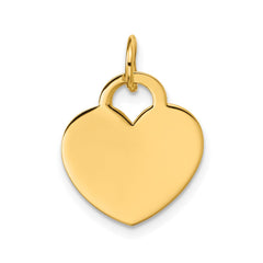 Jewelry Affairs 14K Yellow Gold Heart Pendant, Polished Disc Charm, 21x15mm