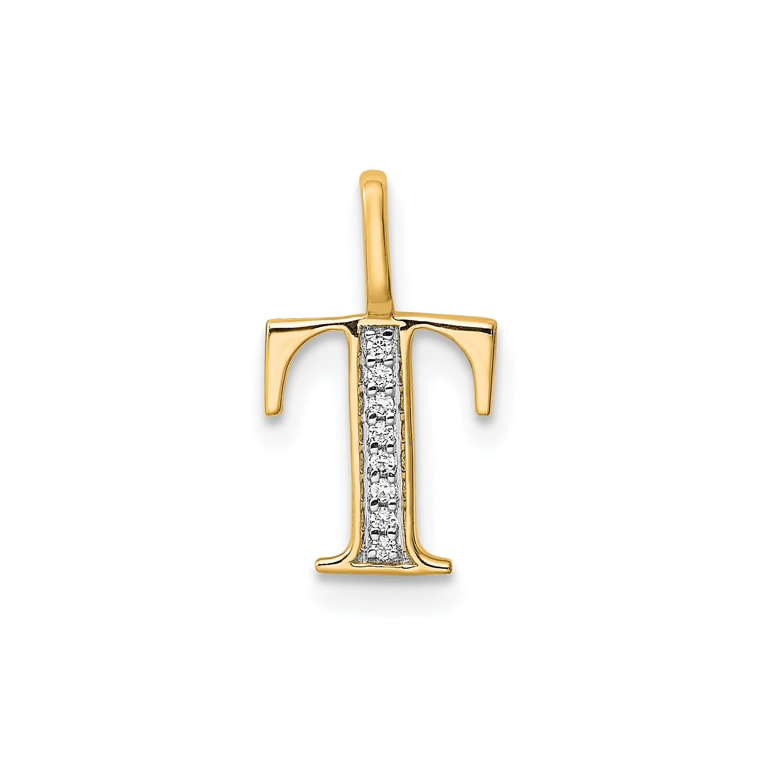 14K Yellow Gold Initial Monogram Letter Diamond Pendant