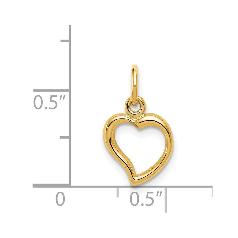 Jewelry Affairs 14K Yellow Gold Heart Pendant Charm, High Polished, 16x9mm