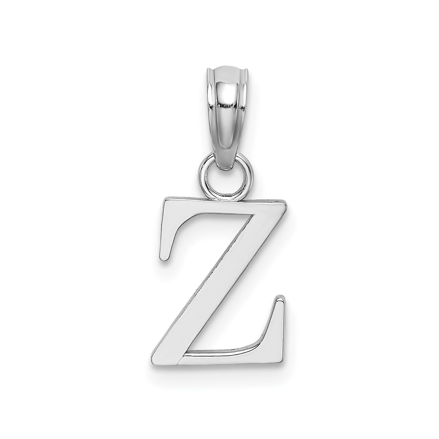 14K White Gold Block Font Letter Initial Pendant, 12x13mm