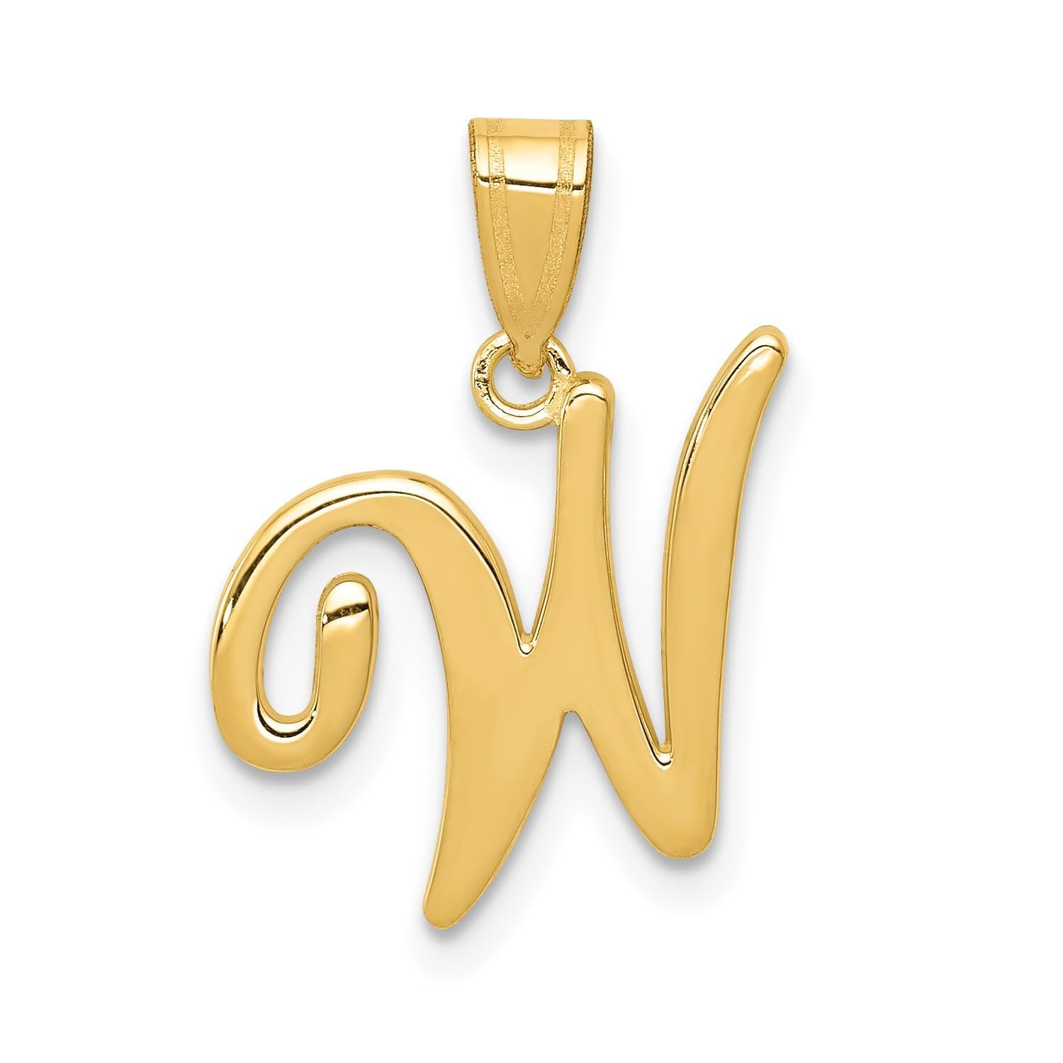 14K Yellow Gold Script Font Initial Monogram Pendant, 13mm