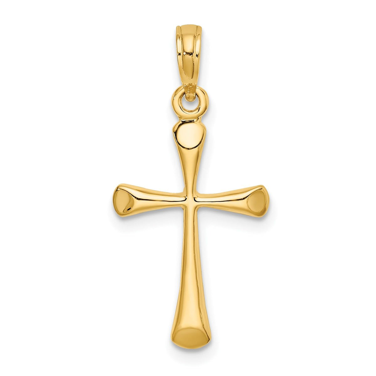 Jewelry Affairs Yellow Gold Cross Pendant, High Polished Beveled Tips, 25x13mm (14k)