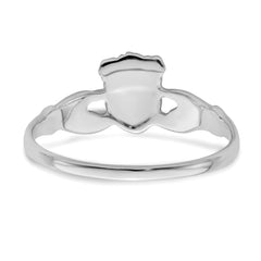 14k White Gold Women's Claddagh Ring, Size 6