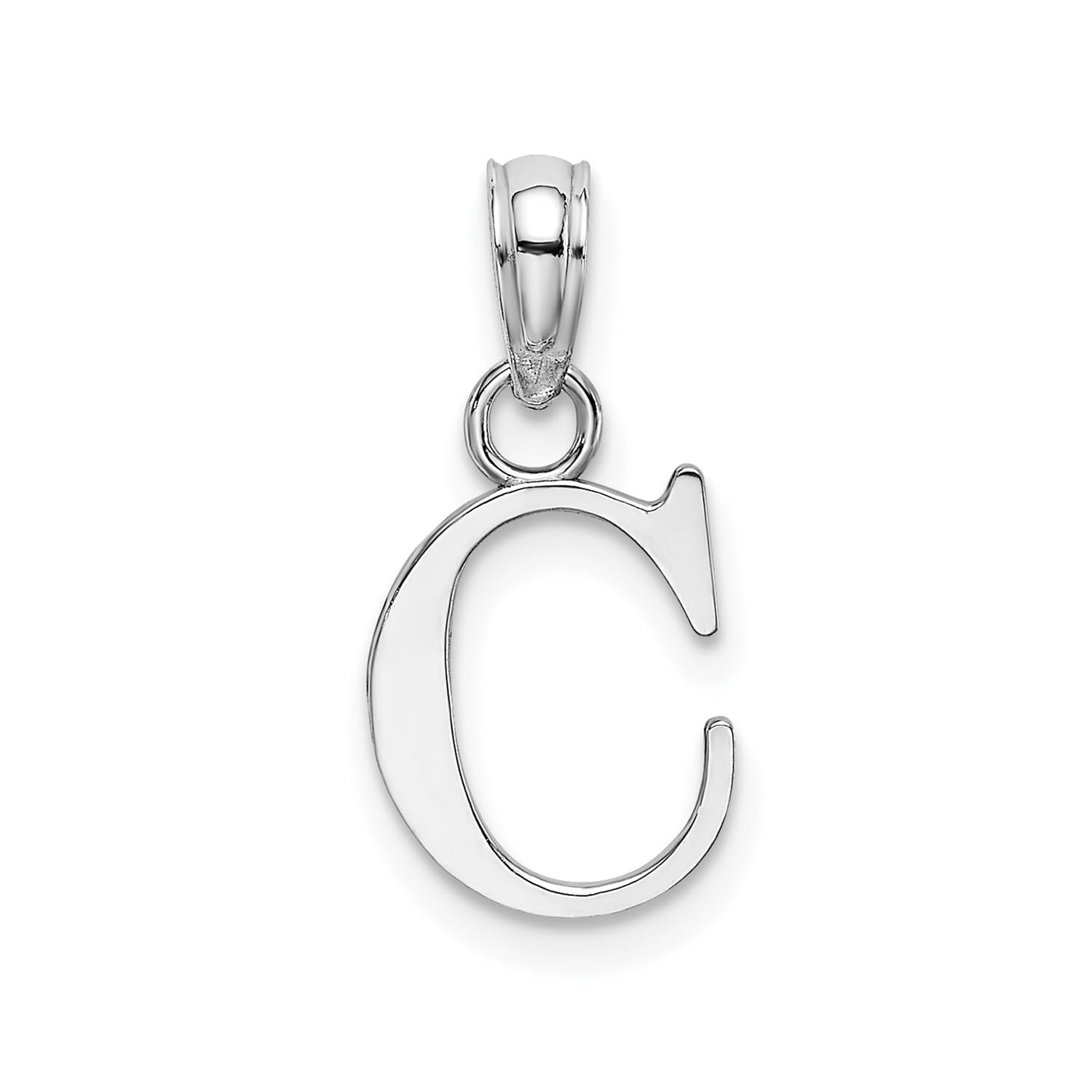 14K White Gold Block Font Letter Initial Pendant, 12x13mm