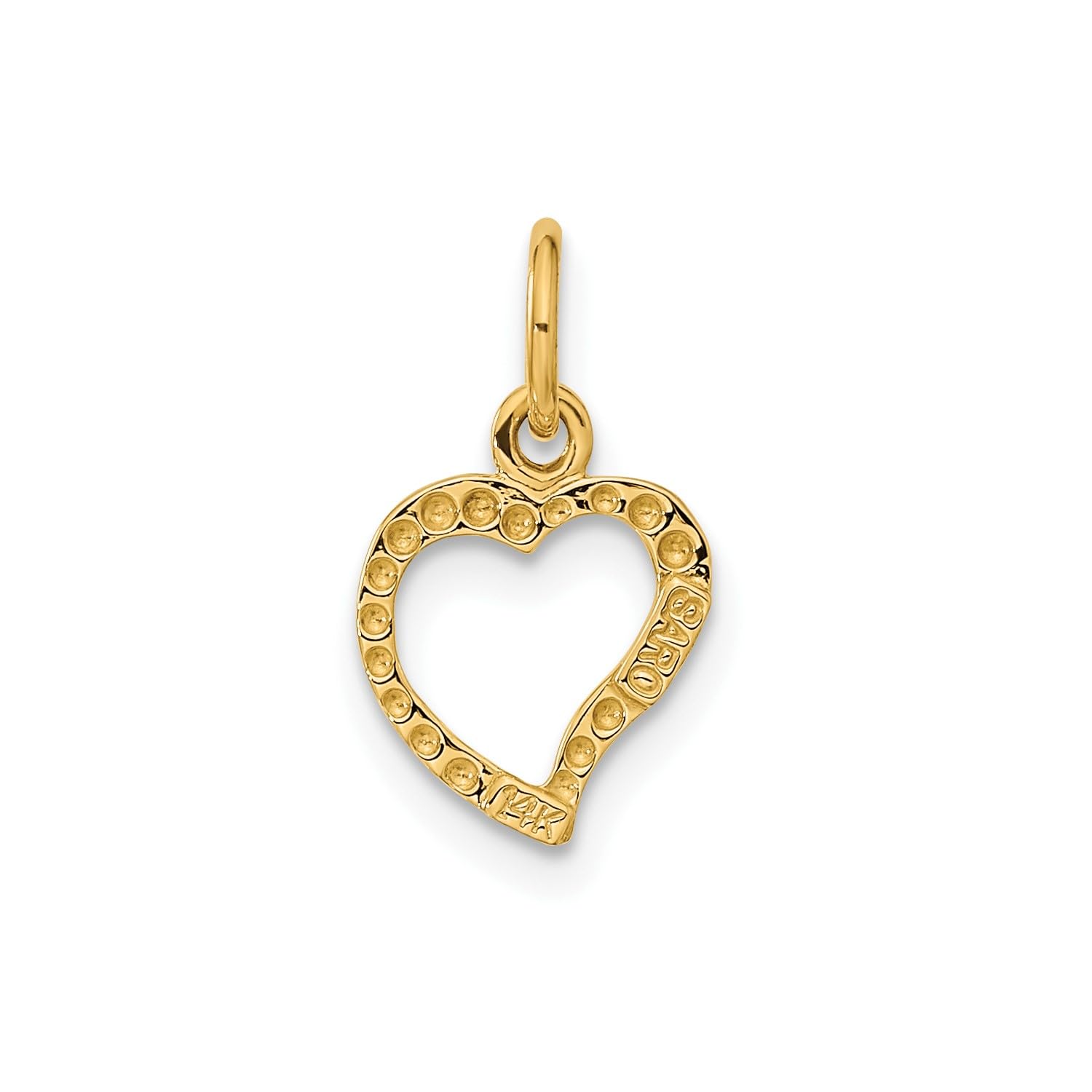 Jewelry Affairs 14K Yellow Gold Heart Pendant Charm, High Polished, 16x9mm