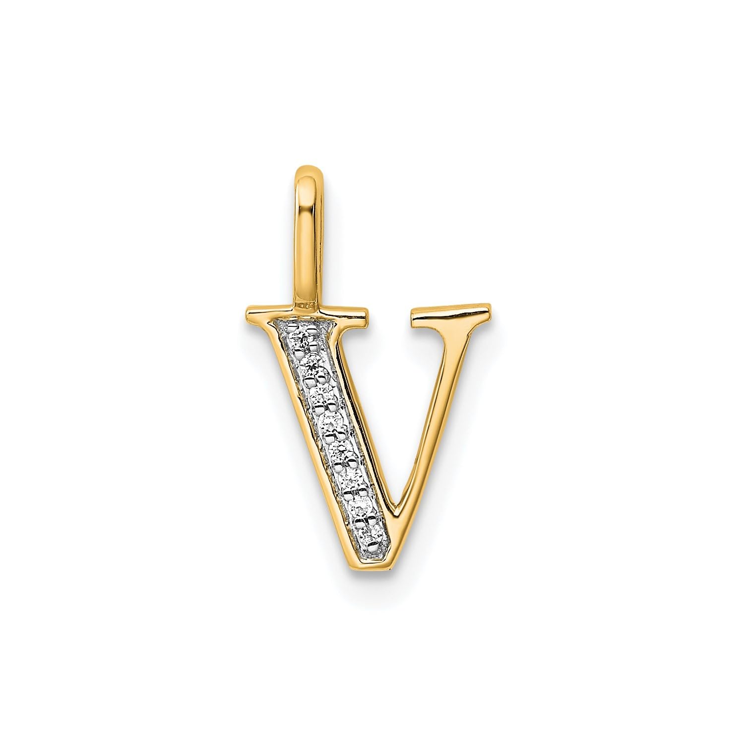 14K Yellow Gold Initial Monogram Letter Diamond Pendant