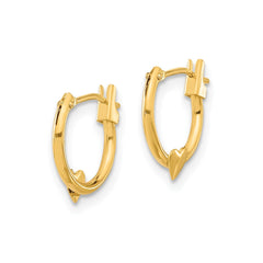 14k Yellow Gold Heart Hoop Earrings, 9mm x 9mm, Small Dainty Design